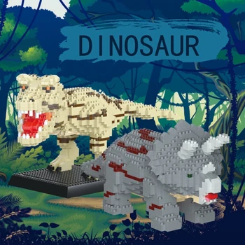 Dinozor Tyrannosaurus Triceratops 3D Hayvan Modeli DIY Mikro parçacık çocuk Eğitim oyuncak inşaat blokları Doğum Günü Hediyeleri