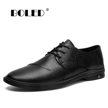Doğal Deri Elbise Ayakkabı Erkekler El Yapımı Yumuşak Rahat Flats Ayakkabı kaymaz Kauçuk Oxford Ayakkabı Üzerinde Kayma