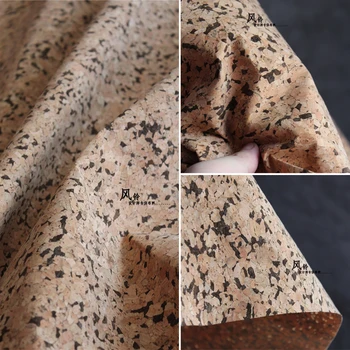 Doğal Mantar PU Sentetik Deri Kumaş Siyah Noktalar DIY Yamalar Yumuşak Çanta El Sanatları Ev Dekorasyonu Çanta Giysi Tasarımcısı Kumaş