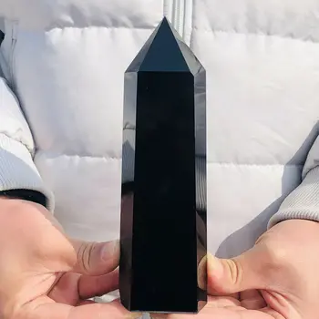 Doğal obsidyen kristal dikilitaş kuvars çubuk spire şifa