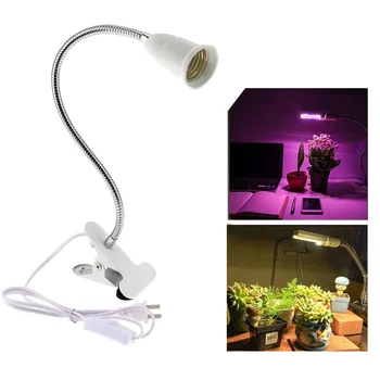 E27 Soket 3 Kafa Esnek ışıklı uyarı işareti İle On / Off Anahtarı Lamba Tutucu masa ışığı LED Bitki Büyümek Ampuller Tabanı AB / ABD Plug