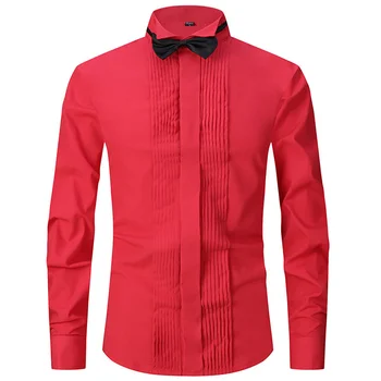 Erkek gömleği 2023 Evli Kırlangıçlar Elbise Takım Elbise Gömlek Kol Düğmeleri Artı 6XL Düğün Gömlek Uzun kollu İş Erkek Parti Gömlek Bahar