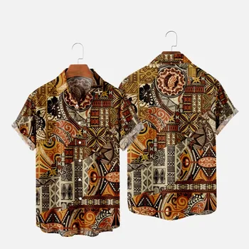 Erkek moda tişörtler Hawaiian Tropikal Camicias 3d Baskı Rahat Rahat Bir Düğme Gömlek Kısa Kollu Plaj Büyük Boy Elbise 6