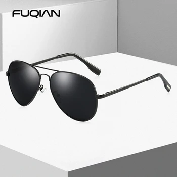 FUQIAN Klasik Pilot Polarize Güneş Gözlüğü Erkekler Moda Metal güneş gözlüğü Kadın Siyah Sürüş Gözlük Gözlüğü UV400
