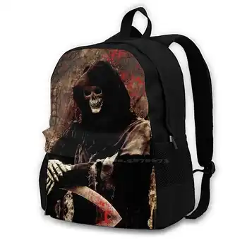 Grim Reaper Genç Üniversite Öğrencisi Sırt Çantası Dizüstü Seyahat Çantaları Grim Reaper Grim Reaper Sanat Ölüm Ölüm Sanat Kafatası Kafatası Sanat Kan