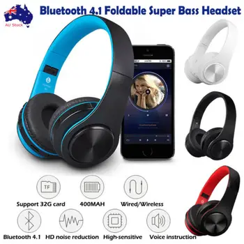 Gürültü Iptal kablosuz kulaklıklar Katlanabilir Stereo Bluetooth 4.1 Süper Bas Kulaklık mikrofonlu kulaklık AU HiFi Spor Kulaklık