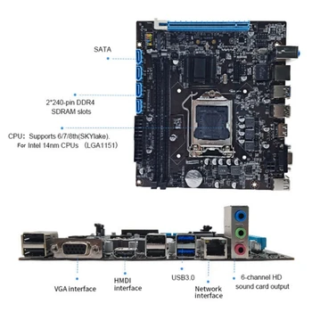 H110 Masaüstü Anakart + SATA Kablosu + Anahtarı Kablo + Termal Gres + Termal Ped DDR4 LGA1151 İçin 6/7 / 8th CPU