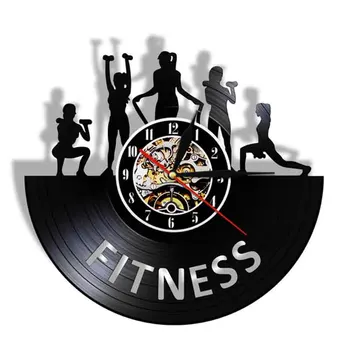 Halter Gücü Fitness Merkezi duvar saati Vücut Geliştirme spor Etkinlikleri Vinil Disk El Sanatları Albümü Kayıt Spor Bağımlıları Hediye