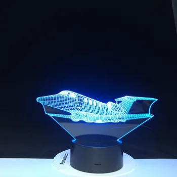 Hava uçağı 3D LED gece lambası 16 renk değiştirme lambası uçak cadılar bayramı ışık akrilik Illusion masa lambası çocuklar için hediye 2074