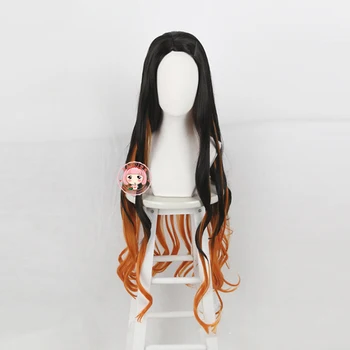 Hayalet Bıçak Cosplay Peruk Uzun Saç Mutfak Kapı Degrade Kahverengi Peruk Anime Cosplay Headdress Kadın Uzun Saç Yüksek sıcaklığa dayanıklı kablo