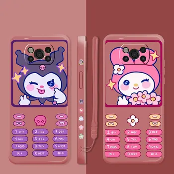 Hello Kitty Kuromi Fotoğraf Çekmek Gülümseme Sıvı Kılıf Xiaomi POCO X3 X4 NFC M3 M4 Pro F3 GT Mi 11 11T 10S 10T 10 9 SE 8 6