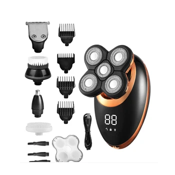 Islak kuru elektrikli tıraş makinesi erkekler için sakal saç düzeltici jilet şarj edilebilir Kel tıraş makinesi lcd ekran tımar kiti
