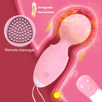 Isıtma kablosuz uzaktan kumanda silikon vibratör atlama yumurta çift titreşim vajinal G-stimülasyon masajı seks oyuncak kadınlar için