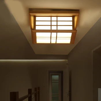 Japon tarzı narin El Sanatları led ahşap çerçeve tavan ışık led tavan ışıkları luminarias para sala karartma led tavan lambası