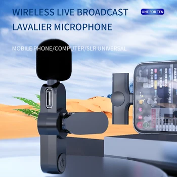 Kablosuz klipsli Mikrofon Taşınabilir Ses Video Kayıt Mini Mikrofon iPhone Android için canlı yayın oyun Telefonu Mikrofon