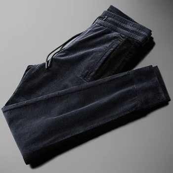 Kadife Kalın Erkek Lüks Elastik Bel Rahat Spor erkek pantolonları Sonbahar Ve Kış Slim Fit Erkek Pantolon Artı Boyutu