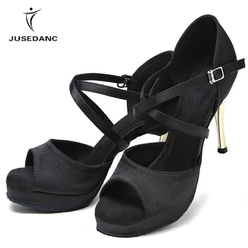 Kadın Ayakkabı Dans Ayakkabıları Latin Platformu Elektroliz Topuk Tango Vals Ayakkabı Siyah Yüksek Topuklu JuseDanc