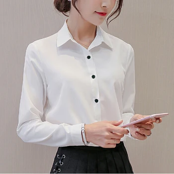 Kadın Gömlek Uzun Kollu Casual Turn-Aşağı Yaka Ol Stil Kadın Gevşek Gömlek Zarif Bayan Moda Düğmesi Sokak Gömlek