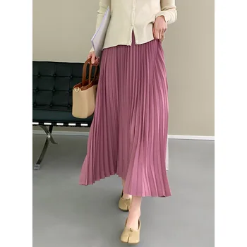 Kadın Pilili A-line Etek Kızlar Kore Tarzı Yüksek Bel Pilili Kadın Pembe Beyaz Ofis Giyim Seksi Streetwear Etekler