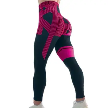 Kadın Spor Tayt 3D Baskılı Ince Yoga Pantolon Elastik Hızlı Kuru Koşu Pantolon Kız Spor Egzersiz Tayt Şerit Legging Kadın