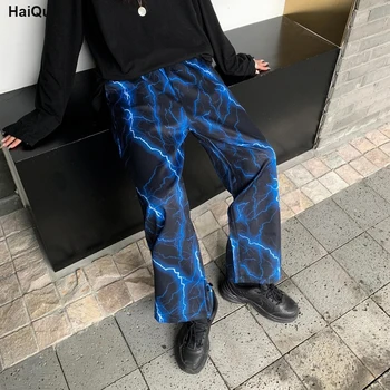 Kadın Yaz Aydınlatma Geniş Bacak Pantolon Büyük Boy Harajuku Hippi Streetwear Kore Moda Rahat Pantolon Kadın Estetik