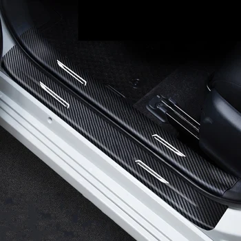 Karbon Fiber Araba Kapı Eşiği Mat Eşik Koruyucu Sticker Cadillac Ct5 Ct6 Xt4 Xt5 Xt6 Ats Aksesuarları Oto Stil deri