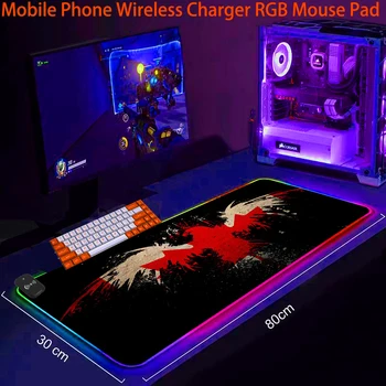 Kaymaz Telefon Kablosuz Şarj RGB Mouse Pad LED Oyun Kanada Bayrağı Halı XXL Aydınlık Serin Oyun Paspaslar Pc Aksesuarları Mousepad