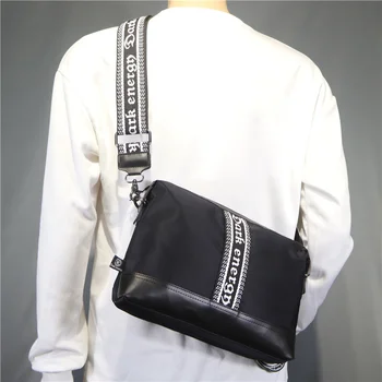 Koyu enerji moda naylon erkek su geçirmez basit omuz çantası rahat şerit dokuma çapraz çanta basit el Sırt Çantası