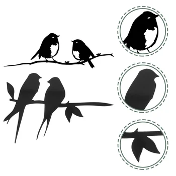 Kuş Dekor Metal Duvar Treebirds Heykeli Kazık Silhouettebranch Asılı Zemin Süsleme Heykel 