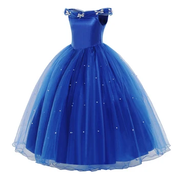 Külkedisi Parti Balo Elbise Çocuk Mavi Prenses Balo Elbiseler Performans Cadılar Bayramı Kostümleri Kızlar için Güzellik Cosplay Elbise