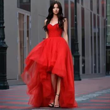 Kırmızı Pullu Straplez Balo Parti Elbiseler Sevgiliye Düzensiz Kokteyl Elbise Lace Up Backless 2022 Sweep Tren Kadınlar bile Elbiseler