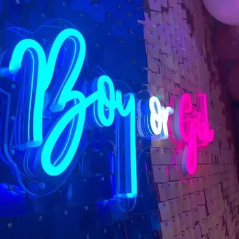 Kız Erkek Cinsiyet Reveal Bebek duş dekorasyonu Parti Malzemeleri Neon Burcu Tema Garland Kiti İyilik Çocuklar Doğum Günü Dekor Parlak Mektup