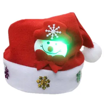 Light Up Santa Şapka LED Noel Şapka Peluş Santa Light Up Şapka noel şapkaları Noel Tatili Parti Malzemeleri İçinboyutu