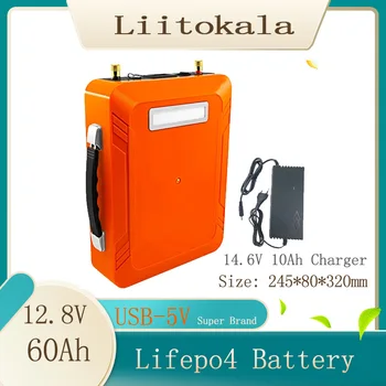 LiitoKala 12V 12.8 V 60Ah lifepo4 LED 5v USB güneş ışığı RV Açık Kamp Güneş Enerjisi yedek güç golf arabası + 14.6 V 10A