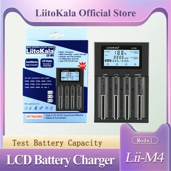 LiitoKala Lii-M4 LCD 3.7 V/1.2 V AA/AAA 18650/26650/16340/14500/10440/18500 pil şarj cihazı ile ekran Saptanabilir kapasiteli 5 V
