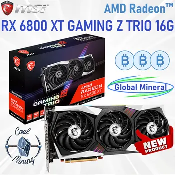 MSI Grafik Kartı AMD Radeon RX 6800 XT OYUN Z TRIO 16G GDDR6 Grafik Kartları 256-bit PCIe 4.0 RX 6800XT GPU MADENCİLİK Ekran Kartları