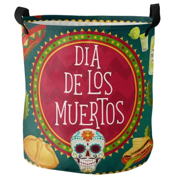 Meksika Festivali Gıda Kafatası Hasır Şapka Kaktüs Kirli çamaşır sepeti ev düzenleyici Sepeti Giyim Çocuk Oyuncak Depolama Sepeti