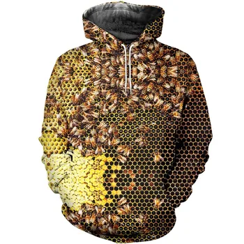Moda Erkekler Hoodies Böcek Arı 3D baskılı kapüşonlu svetşört Unisex Casual Streetwear kapüşonlu Sweatshirt Sudadera Hombre 2021