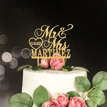 Mr ve Mrs Kek Topper, Düğün Pastası Topper, Özel Soyadı ve tarih, Kişiselleştirilmiş Kek Topper, Rustik Düğün Dekor, Kek Dekor