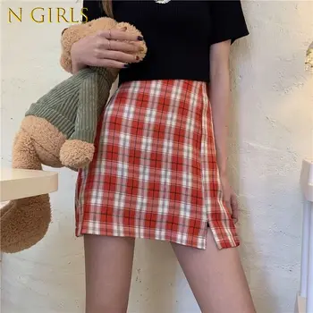 N kız çocuk etekleri Kadınlar Renkli Kore Tarzı A-line Şık Sıcak Satış Öğrenci Sokak giyim Yaz Yeni Moda Tüm Maç Kız Ekose
