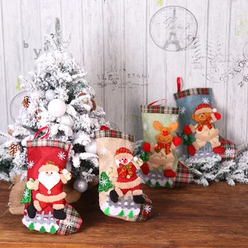Noel Çorap Santa Şeker BagClaus Çorap Hediye çocuklar için Şeker Çanta Noel Noel Dekorasyon için Ev Noel Ağacı Süsler