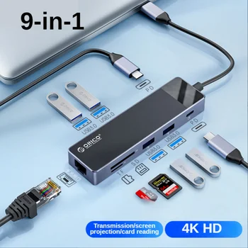 ORICO USB C HUB 4K 10G Tip C HDMI uyumlu VGA RJ45 USB3. 0 PD 100W Adaptörü SD Splitter Macbook iPad İçin M1 PC Aksesuarları