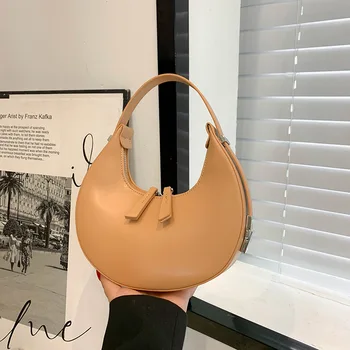 PU Deri Kadın Lüks Tasarımcı Çanta Çantalar Moda Vintage cüzdan Çift Fermuarlı Yarım Ay Hilal Hobos omuz çantaları 2023