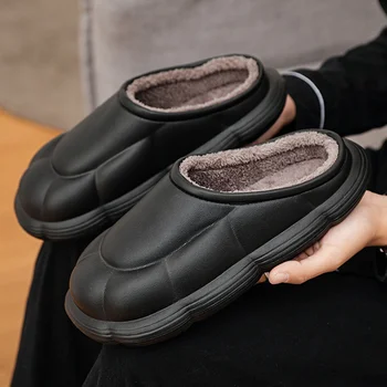 Pamuk Ev Terlik erkek 2021 Sonbahar Kış Yeni Ev pamuklu ayakkabılar Sıcak EVA Su Geçirmez Terlik Kadın Yumuşak Taban Terlik