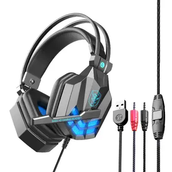 Profesyonel led ışık Kablolu oyun kulaklıkları Gürültü İptal Yumuşak Kulaklık mikrofonlu kulaklıklar Akıllı Telefonlar PC İçin