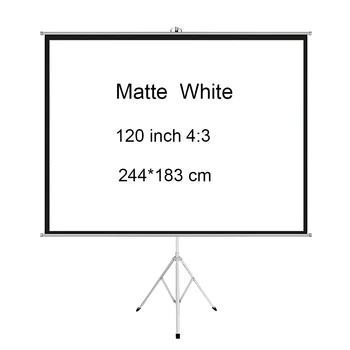 Projeksiyon perdesi Standı ile 120 inç-Kapalı Açık Mat Beyaz Projeksiyon Ekranı 4: 3 HD Premium Kırışıksız Tripod Ekran