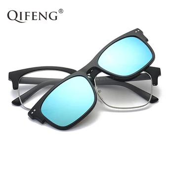 QIFENG Optik Gözlük Çerçevesi Erkekler Kadınlar Mıknatıslar İle Polarize güneş gözlüğü üzerinde klip Reçete Gözlük Gözlük Çerçevesi QF065
