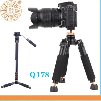QZSD Q178 Taşınabilir ışık Masaüstü Mini Masa Tripod Monopod Bankası DSLR SLR Video Kameralar için Unipod Destek Tripod Standı Yük 3 KG