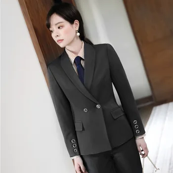 Resmi Kadın Blazer ve Ceket Siyah Uzun Kollu Bayanlar İş Elbisesi Elbise Ofis Üniforma Stilleri