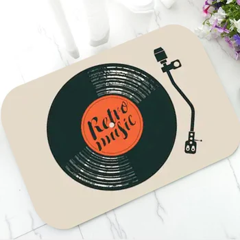 Retro Vintage Vinil plak çalar paspas Banyo Mutfak için Komik Müzik Vinil Kayıt Paspas kilim Halı Kaymaz Hediye
